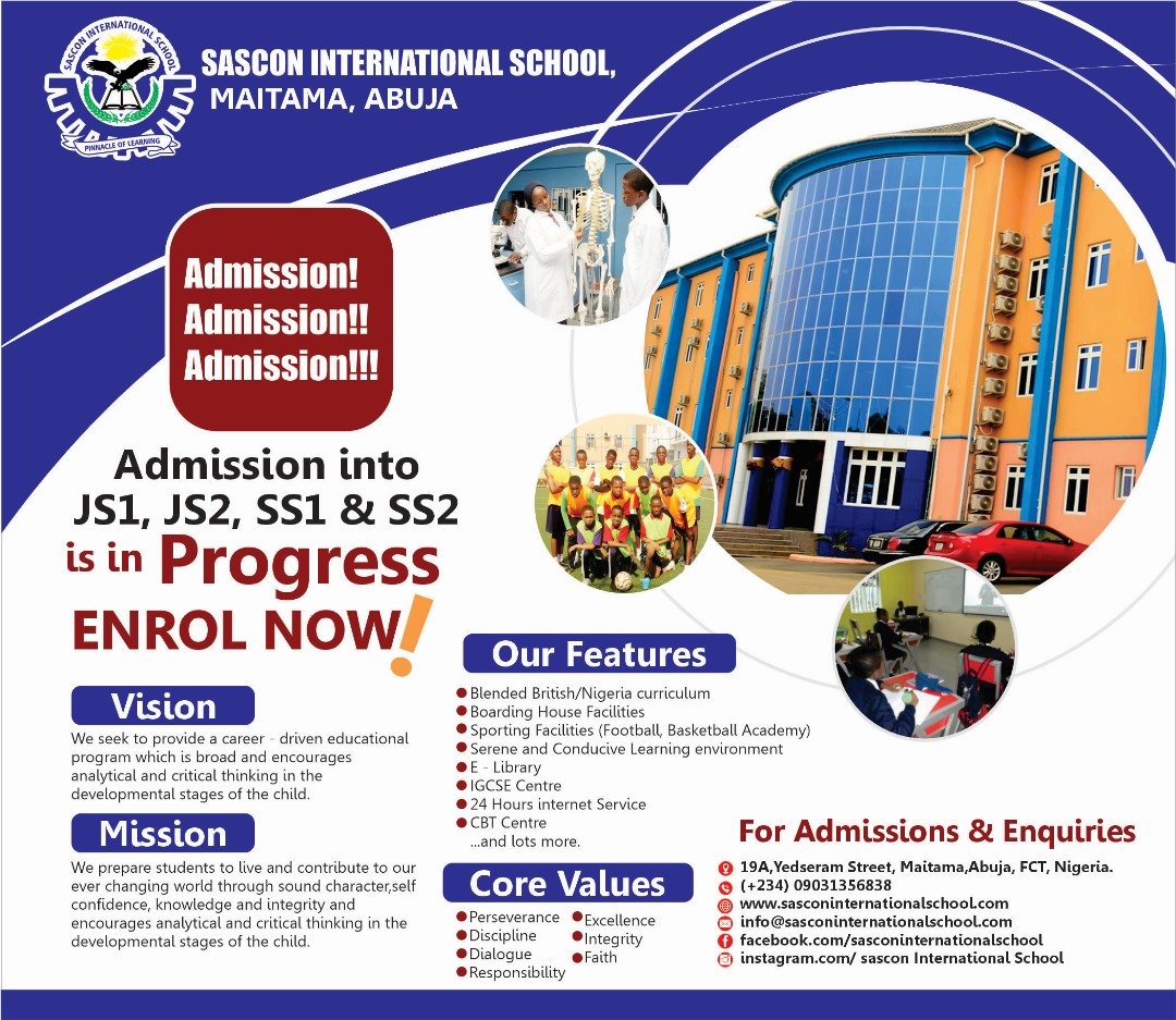 SASCON International School, Maitama Opens Admission for 2025/2026 Academic Session